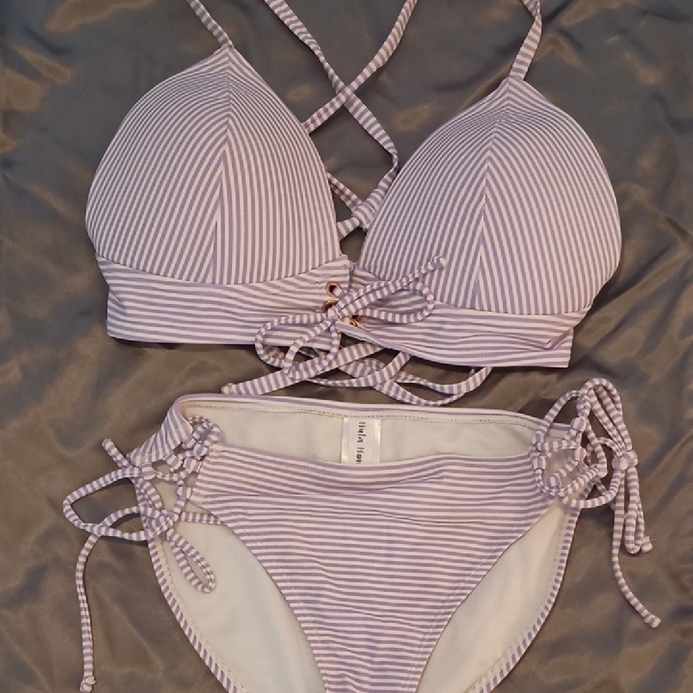 Hula Honey Lavender Striped Bikini